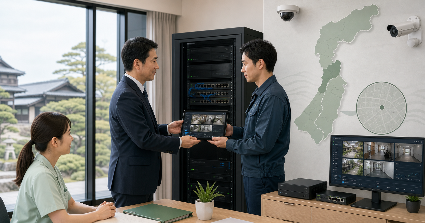 金沢の介護施設向けネットワークカメラ保守会社の事業承継M&Aを表すアイキャッチ画像