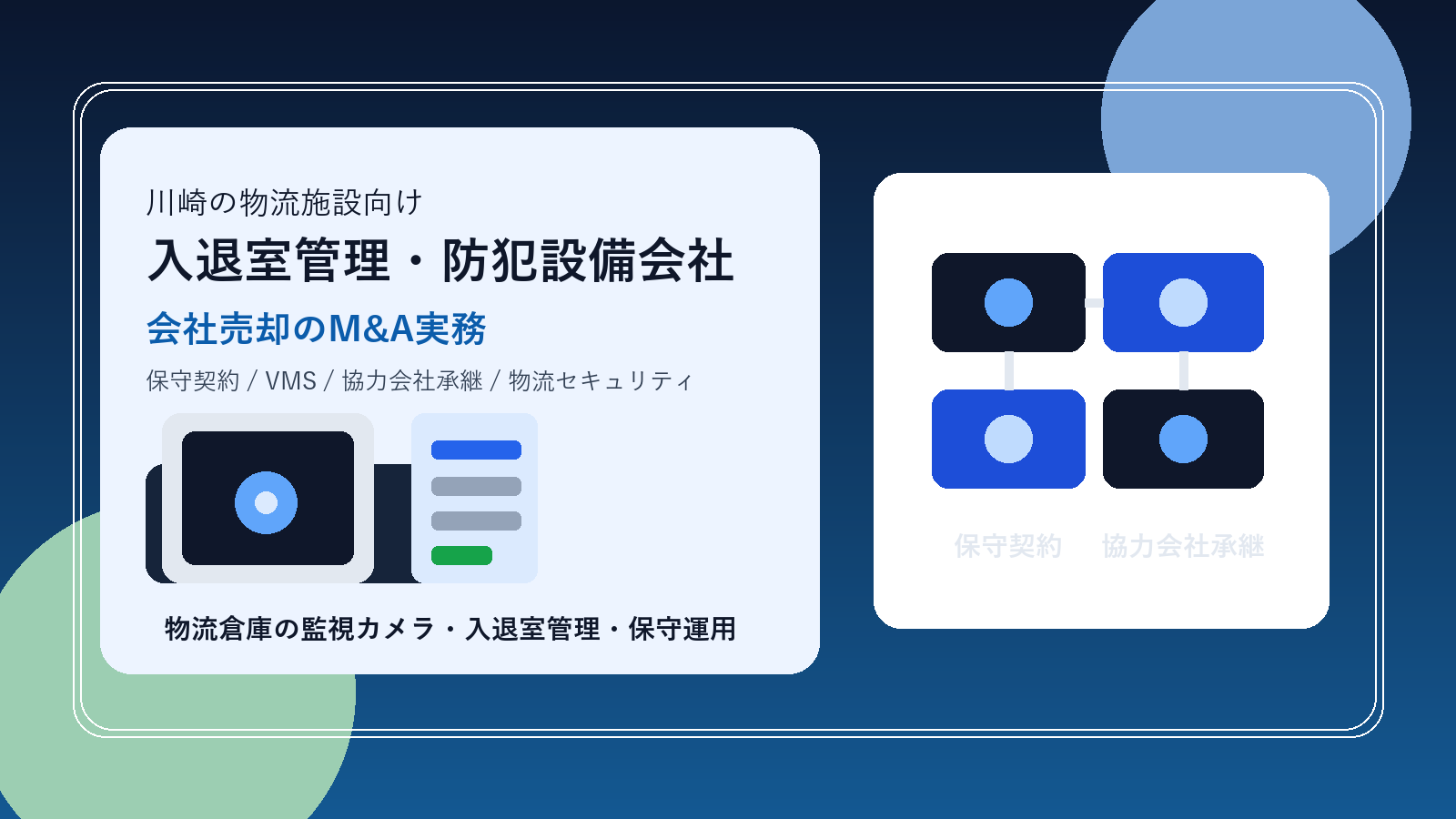 川崎の物流施設向け入退室管理・防犯設備会社のM&A実務を表現したアイキャッチ画像